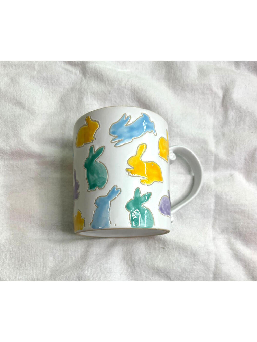 I Love It Bunny Rabbit Mug 2021 Ceramic Colorful Pastel Bunnies Coffee Tea Cup